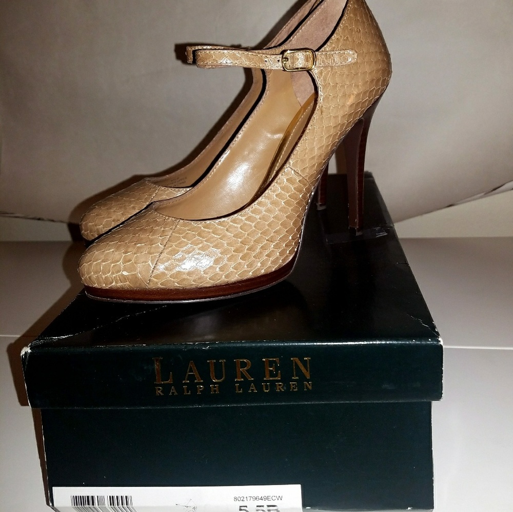 Ralph Lauren Kylie LT Clove Snakeskin Pump w/ankle